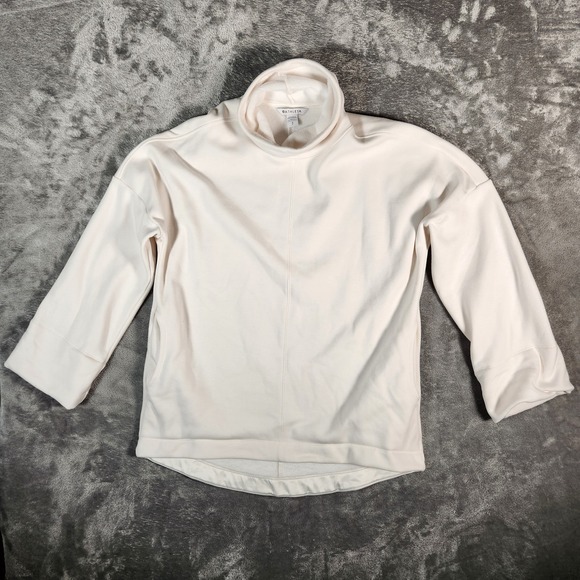 Athleta Cozy Karma Funnel Neck Pullover Sweatshirt Magnolia Women's Small White - Picture 1 of 14